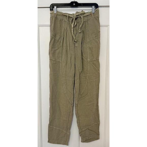 Free People Linen Cotton Cargo Button-Fly Pants Relaxed Slouchy - Picture 3 of 7